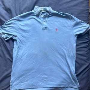 Polo Ralph Lauren Large Polo Shirt - Light Blue/Red Logo